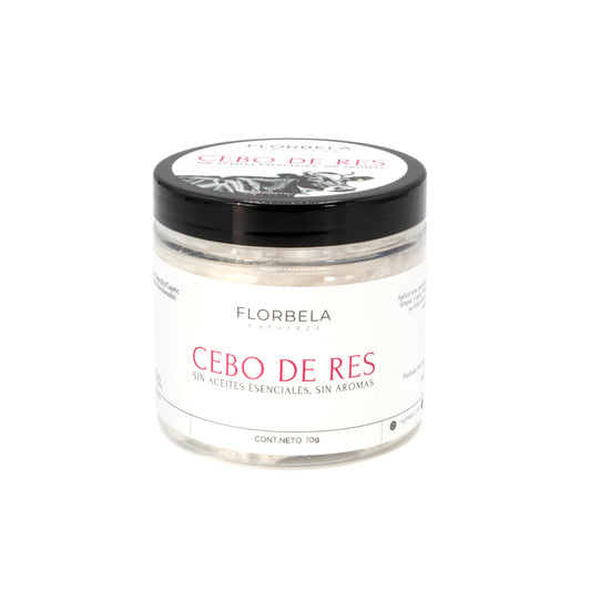 Sebo de res 70g sin aromas ni aceites esenciales.